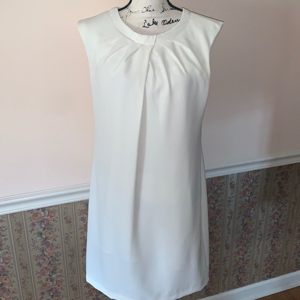 JULIAN TAYLOR off-white straight sheath zip-up dress 12
